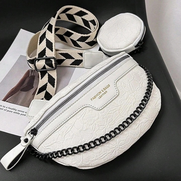 Handbags - White Crossbody Embossed Sling Bag